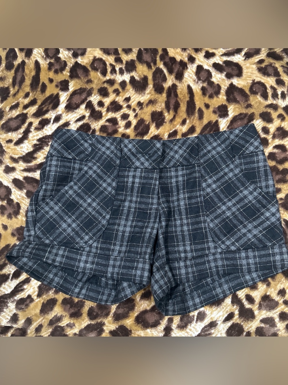 Plaid Women's Shorts - Black and Gray